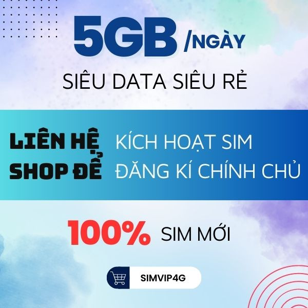 Sim data 4G Vietnamobile, sim số đẹp hàng chính hãng 150GB/tháng, Miễn phí tháng đầu, có 20p ngoại mạng, Miễn phí nội mạng