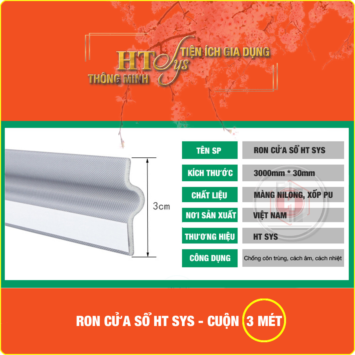 Cuộn Ron Dán Che Khe Cửa,Chân Cửa HT SYS - Chống Nước - Chống Gió Lùa - Chống Ồn - Bụi Bẩn - Ngăn Côn Trùng Cuộn Dài 3 Mét