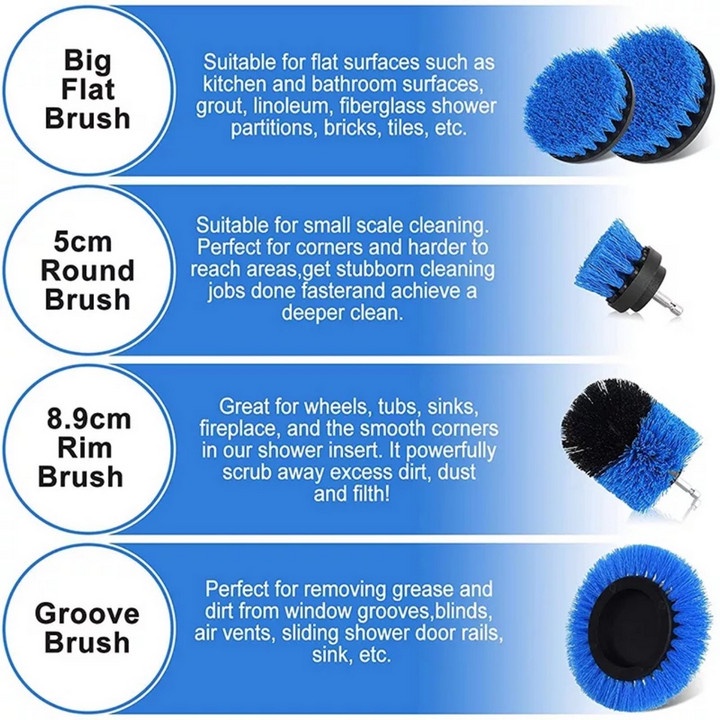 Bộ Bàn Chải Vệ Sinh Gắn Máy Khoan Blue Electric Brush Euro