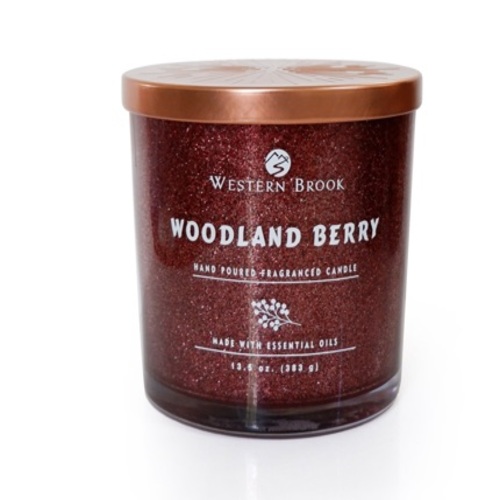 Nến thơm VNXK chất lượng cao Woodland Berry hương quả mọng, hũ thủy tinh lấp lánh sang trọng, đốt được liên tục 60h