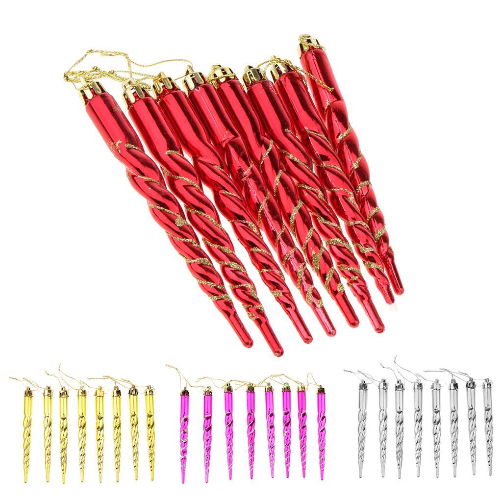 Christmas tree decoration Plastic Column Hanging Ornament Set of 8