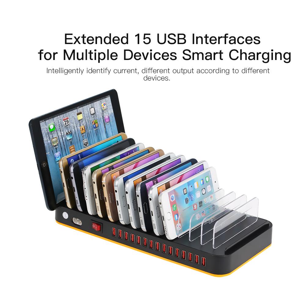 Trạm sạc thông minh USB 80W 15 cổng có thể điều chỉnh