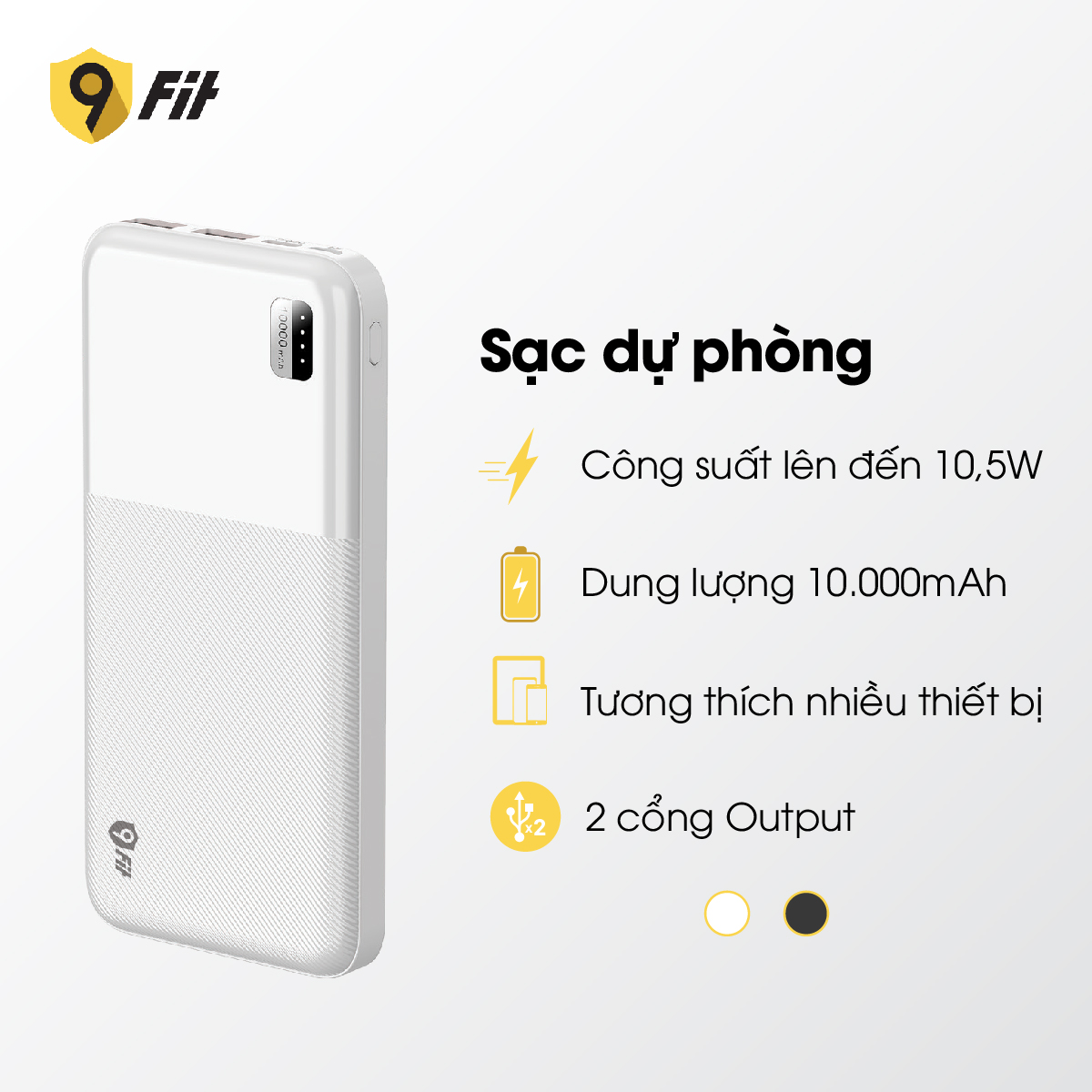 (QUÀ TẶNG) Sạc dự phòng 9Fit 10,000mAh /3.7V Li-Polymer - Hàng chính hãng