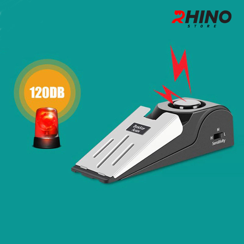 (Sẵn Pin) Chuông chặn cửa, kẹp cửa chống trộm Rhino C02 120DB cảnh báo lớn hàng chính hãng