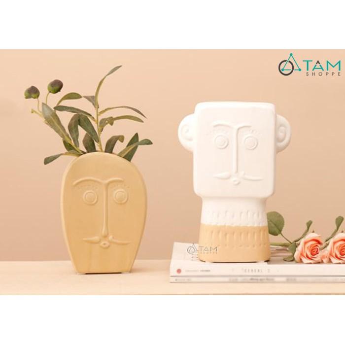 Bình hoa gốm cao cấp mặt người có râu CE-BG-03