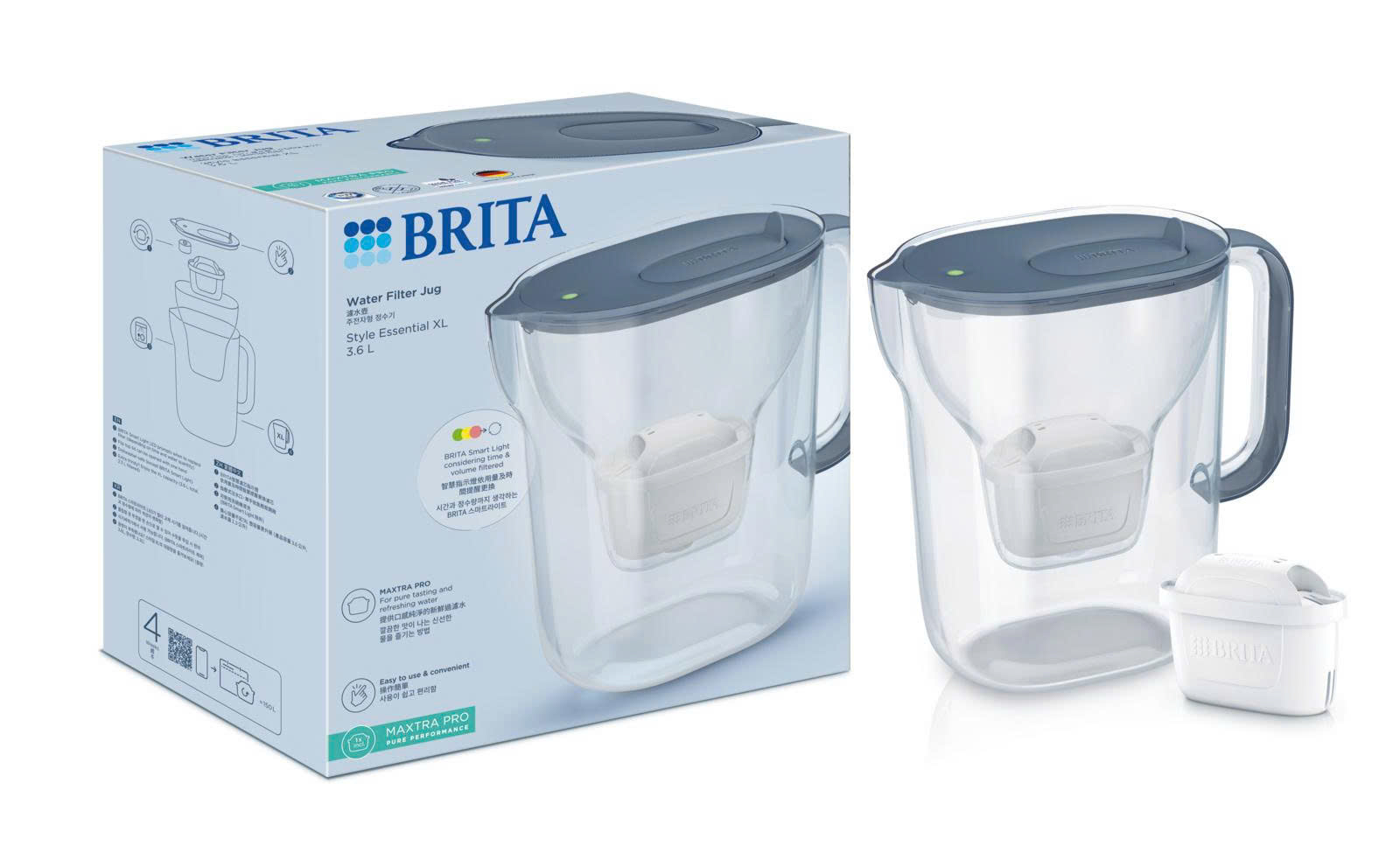 Bình lọc nước BRITA Style Essential XL 3.6L (có sẵn 1 lõi lọc Maxtra Pro 150L)