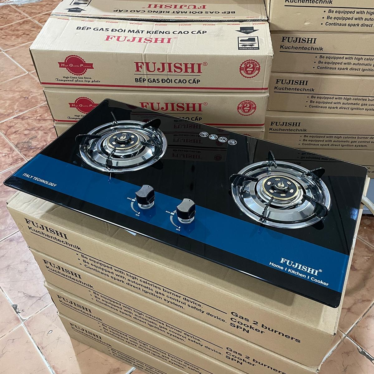 Bếp gas âm Fujishi FJ-804X - KÍNH XANH - Đánh lửa Magneto tự động, Chén đồng lửa xanh tiết kiệm gas - Hàng chính hãng