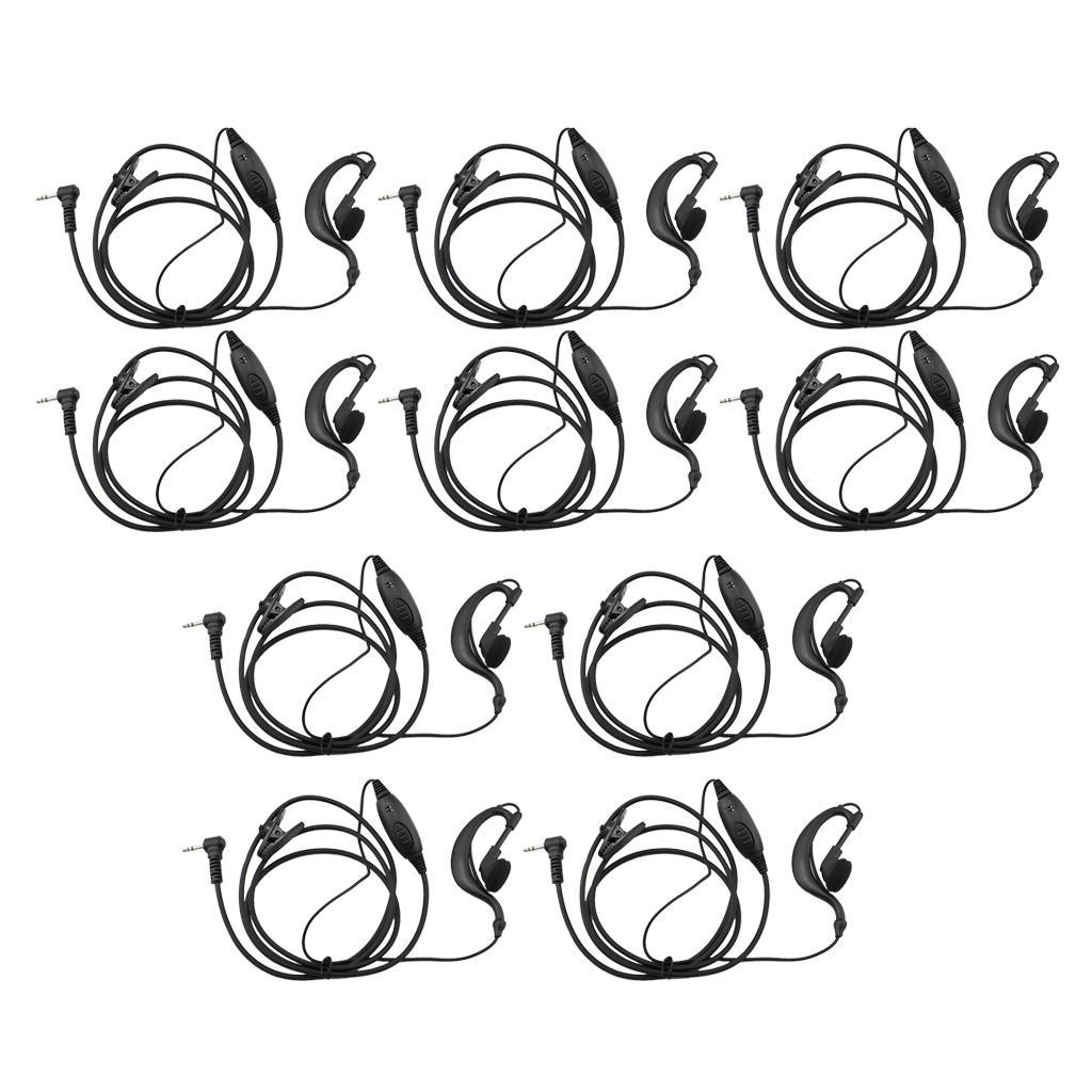 10x 1 Pin G Shape Clip-Ear Ear Hook Earpiece Headset PTT Mic for