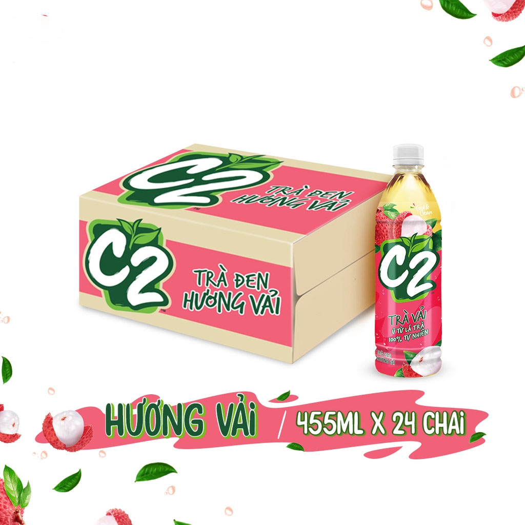 Thùng 24 chai Trà C2 455ml x 24 đủ vị
