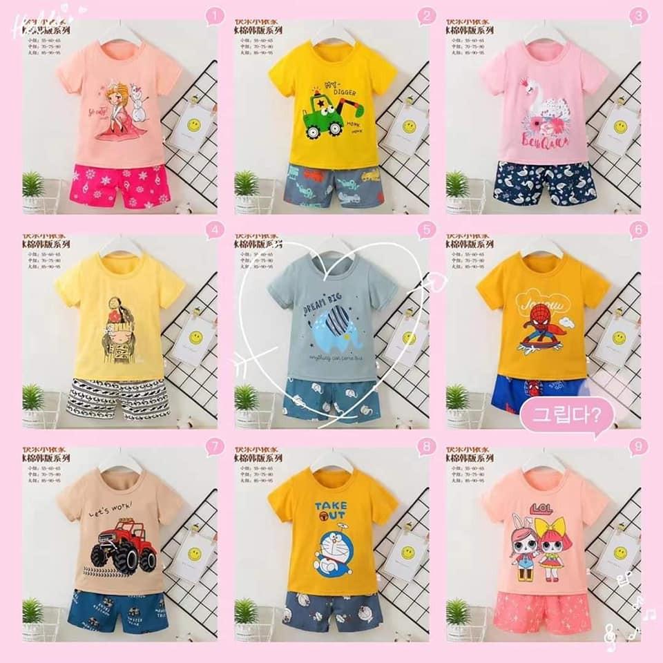 Bộ cotton xuất hàn cho bé gái từ 7-25kg