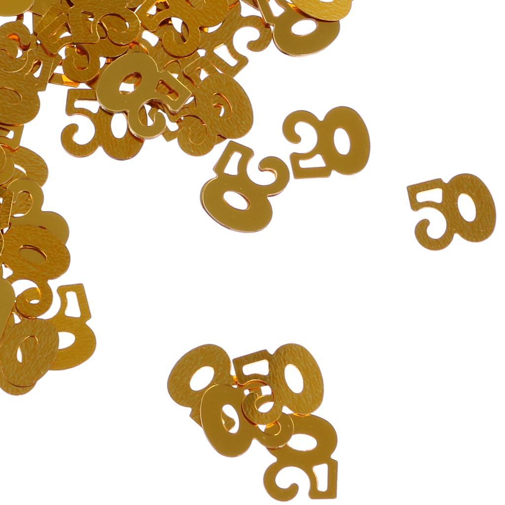 2X Table Confetti Age Birthday Party Wedding Anniversary Table Confetti Gold 50