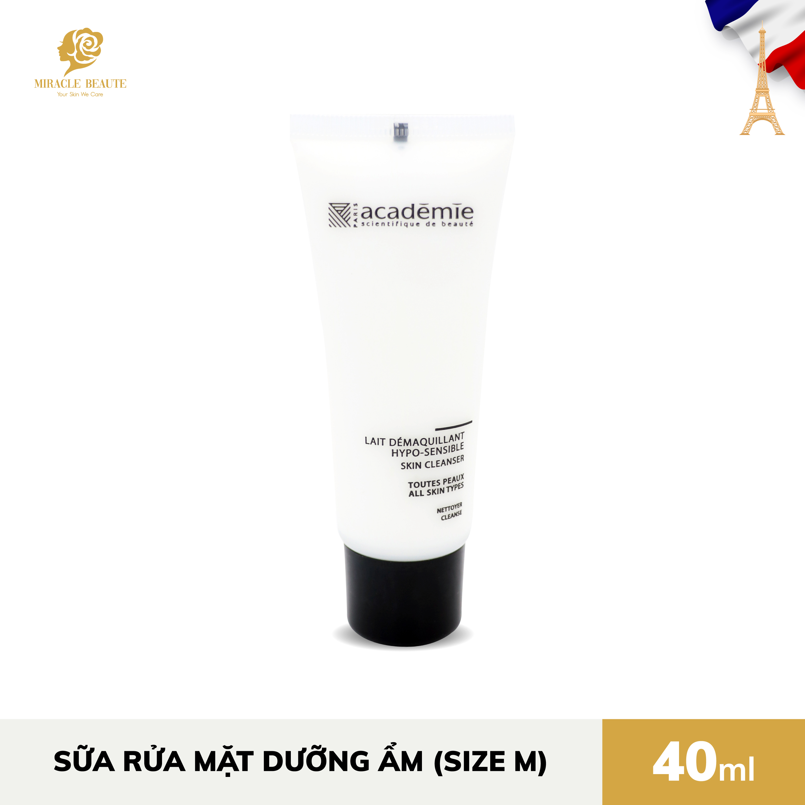 Sữa rửa mặt dịu nhẹ (size M - 40 ML) - LAIT DEMAQUILLANT HYPO-SENSIBLE - Academie Scientifique de Beaute