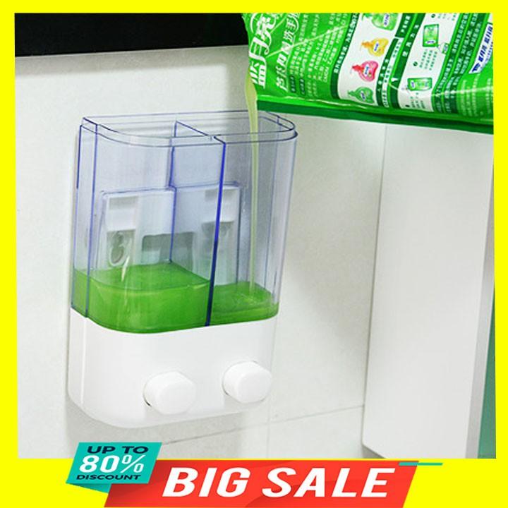 Hộp Nhả Dầu Gội, Dầu Xả, Nước Rửa Tay 2 Ngăn 500ml 22cmx14cmx8cm