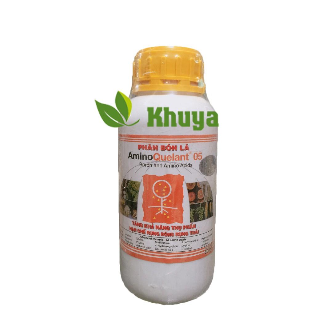 Phân bón lá đạm sinh học Growmore AminoQuelant 05 chai 500ml Cung cấp Bo Đậu Trái