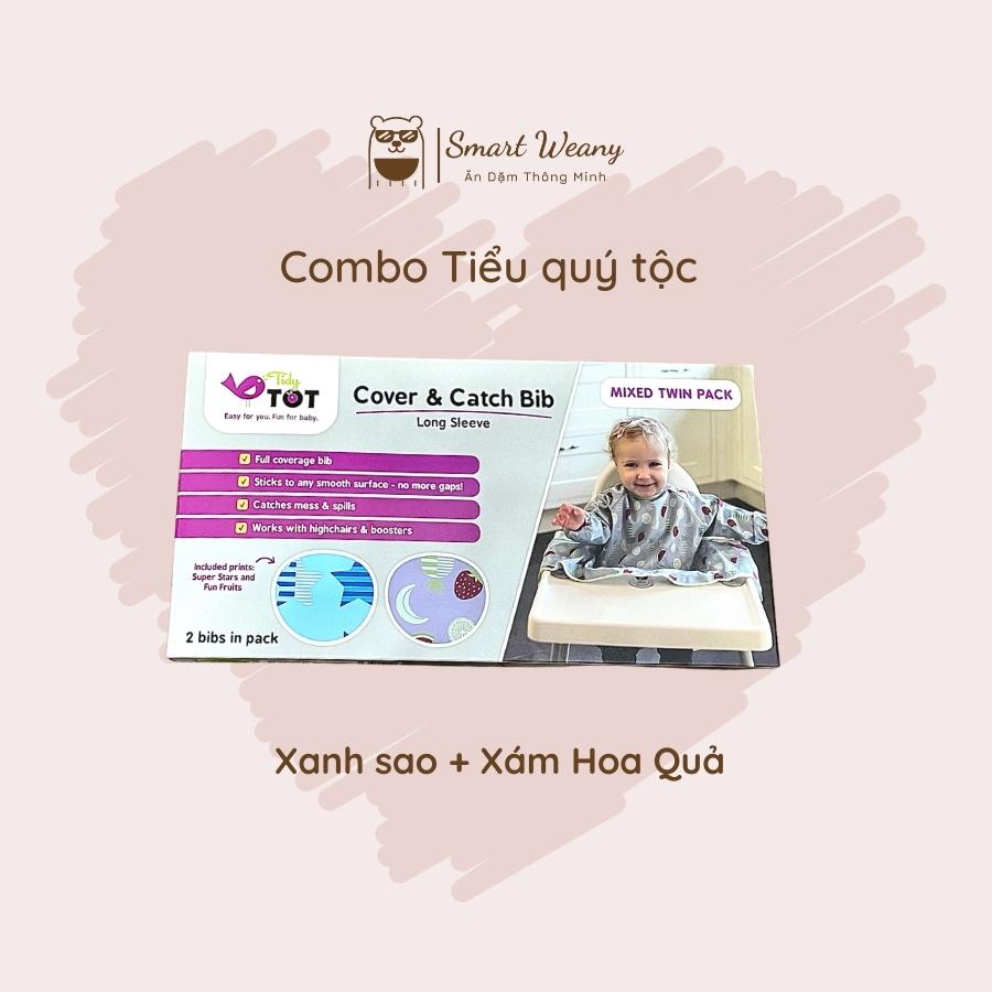 Yếm Ăn Dặm Tidy Tot - Combo 2 Yếm Tiểu Quý Tộc Nhập Khẩu Từ Anh Quốc - Xanh sao + Xám