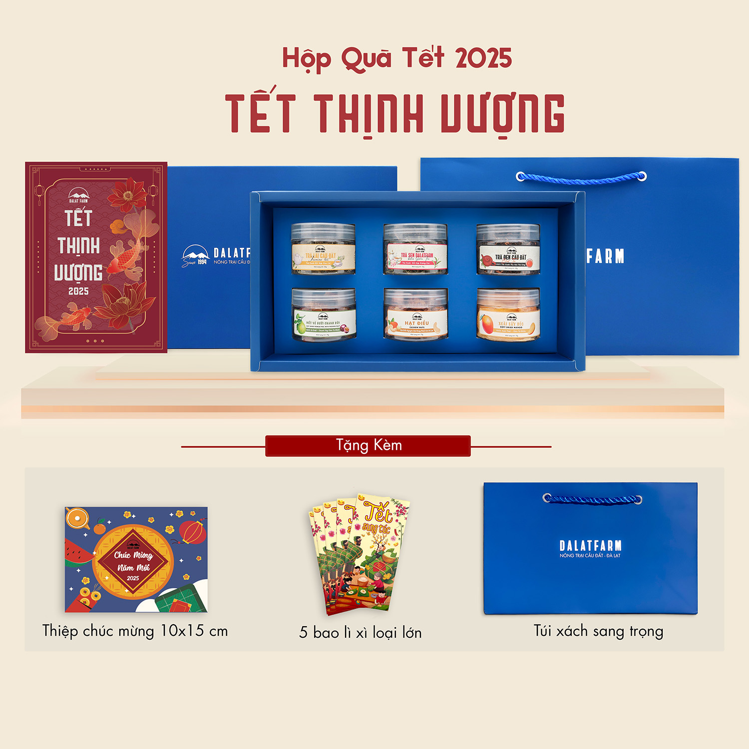 Hộp Quà Tết Thịnh Vượng (Trà - Hạt - Mứt)