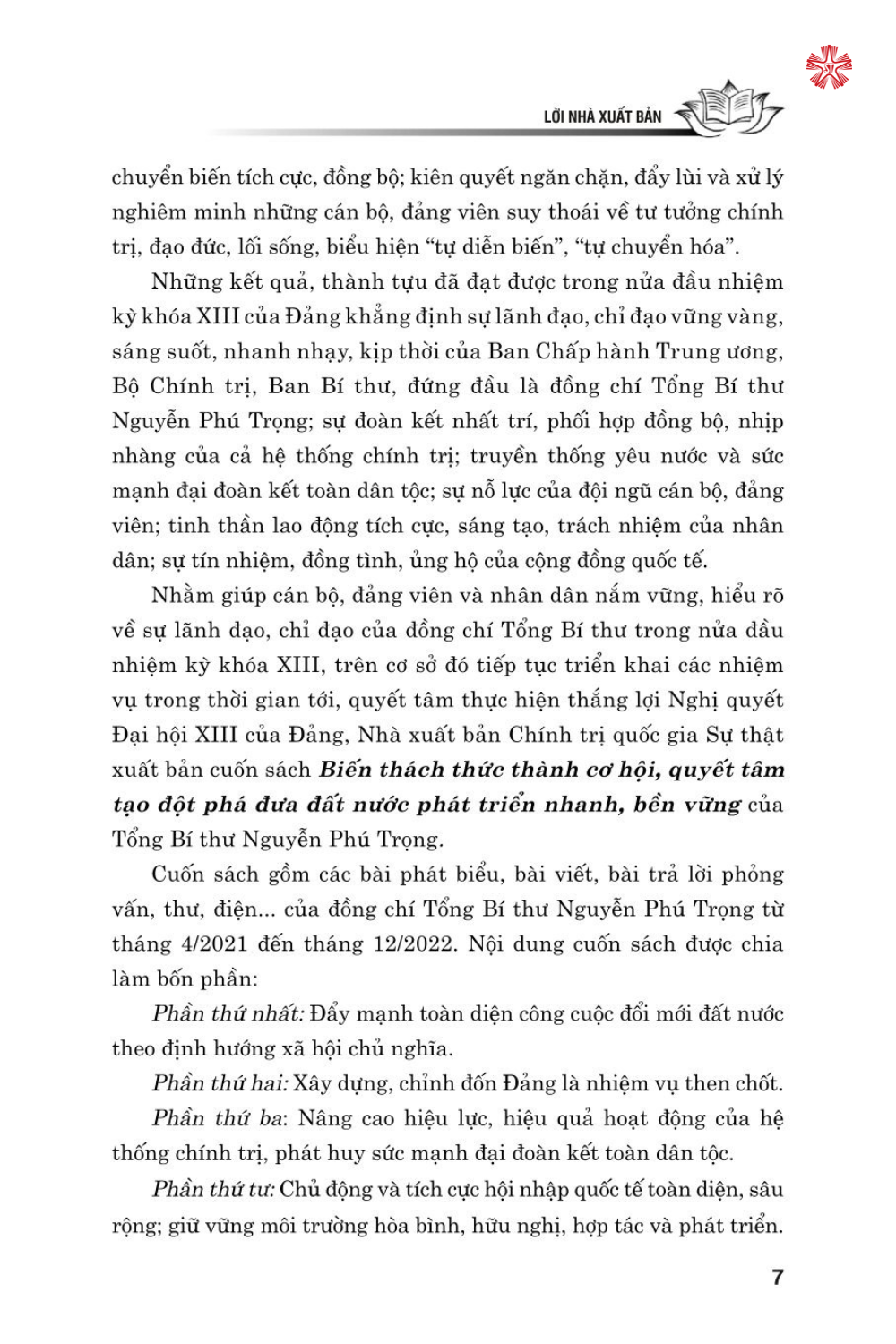 Biến thách thức thành cơ hội. Quyết tâm đột phá đưa đất nước phát triển nhanh, bền vững (bản in 2024)