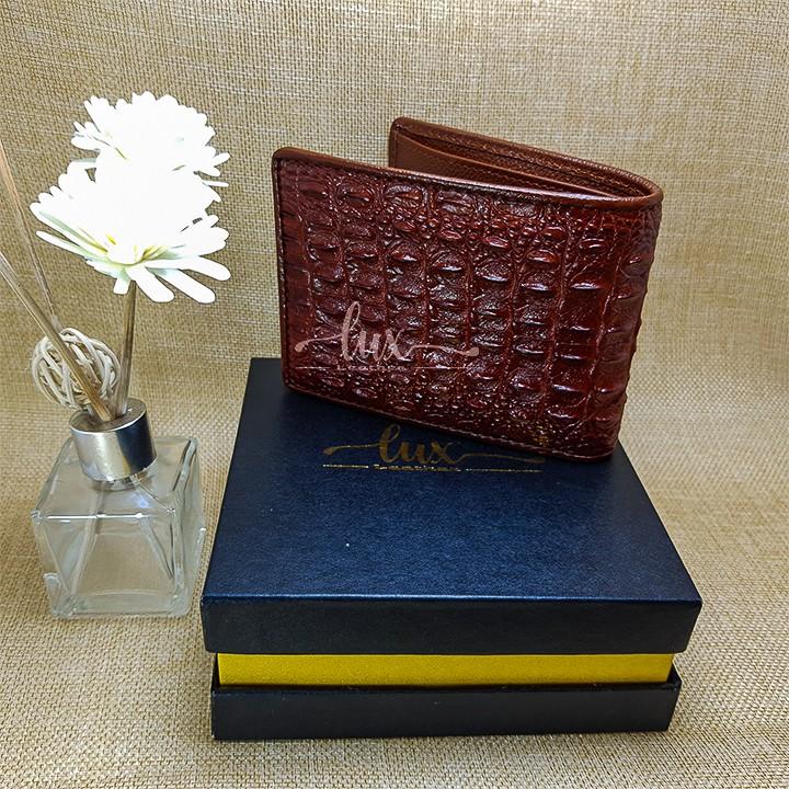 Ví Nam Da cá sấu LuxLeather LM1013 Một mặt - Kiểu ngang - Da Gù nguyên con