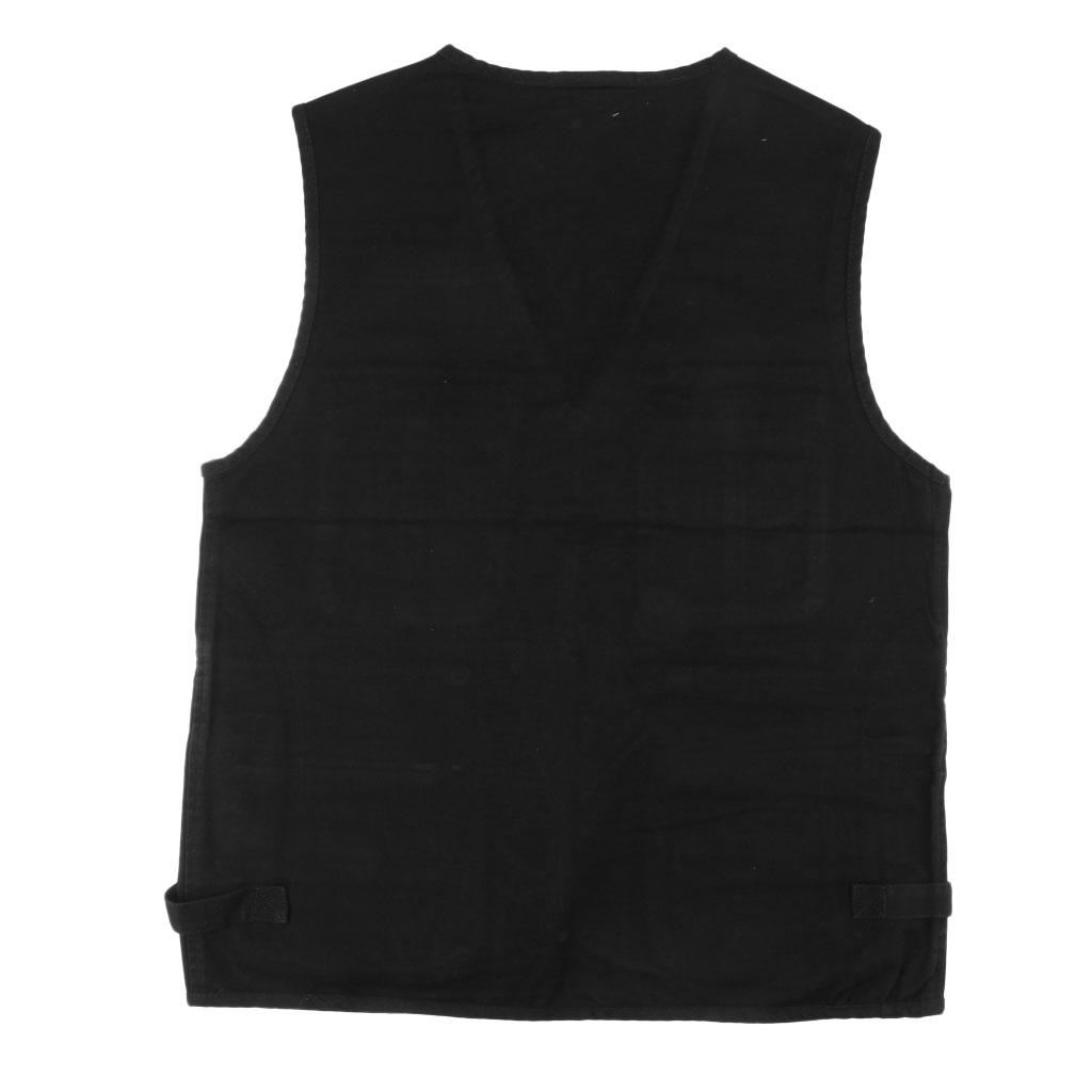 Men's Fishing Vest Utility Sports Vest Multi Pocket Waistcoat L Black