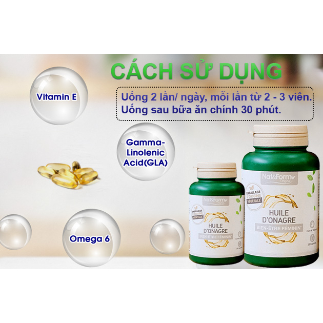 Viên uống tinh dầu hoa anh thảo Nat & Form Huile D'Onagre Pháp 200 viên