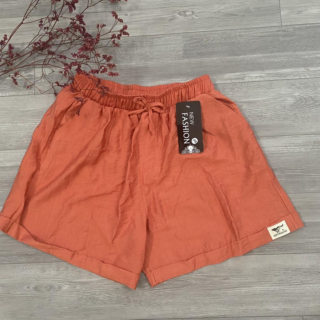 Quần Short Nữ Chất Đũi Mềm Mịn Mát Thấm Hút Mồ Hôi, Có Túi Chéo - Freesize