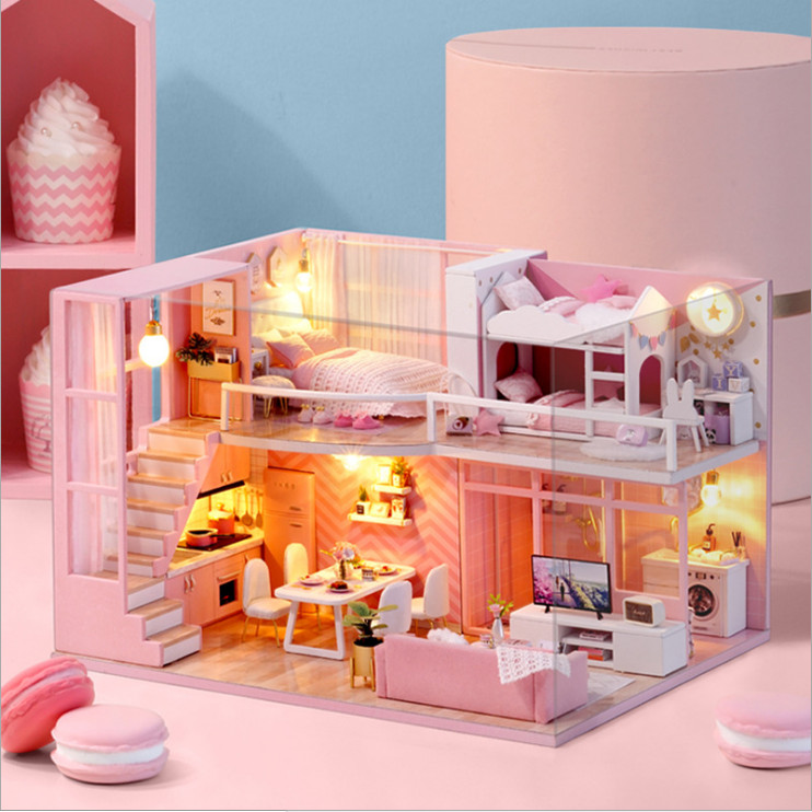 Mô hình nhà DIY Doll House Dream Angels Kèm Mica Chống bụi