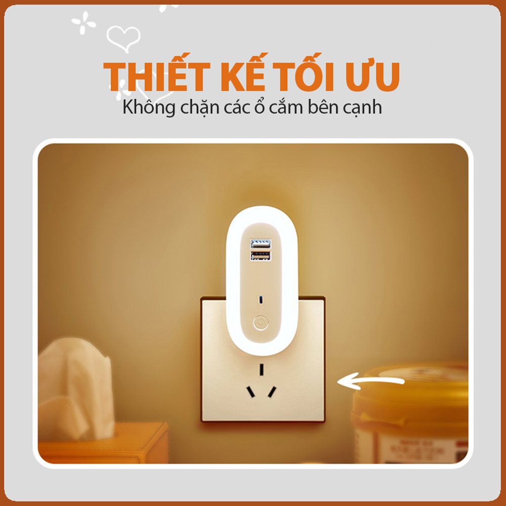 Đèn ngủ Oval cắm điện 10 cấp độ sáng có remote - đèn ngủ thông minh - hẹn giờ - 2 cổng USB sạc nhanh mới 2021