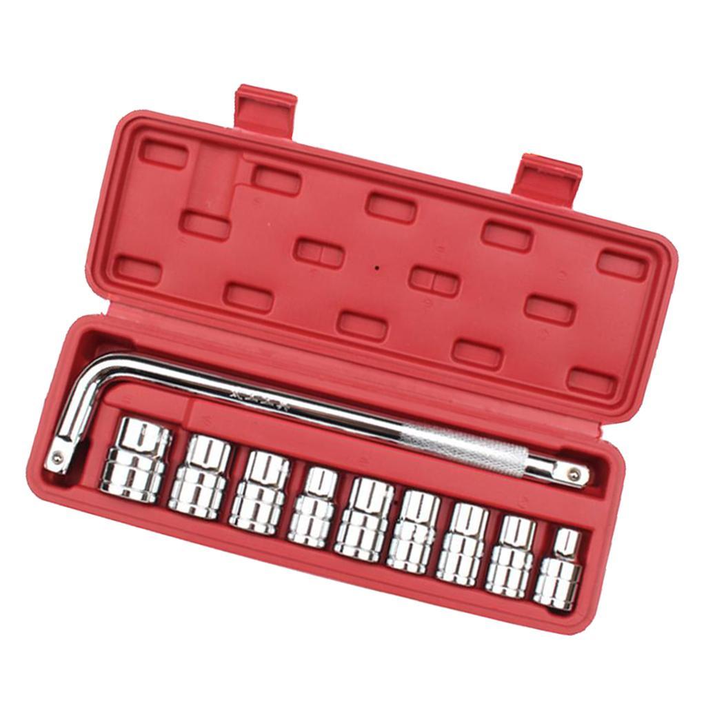 10pcs Automobile Motorcycle Repairing Tool Socket Wrench Set With Case