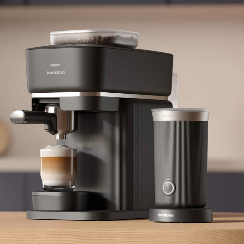Bộ máy pha và máy tạo bọt cà phê Espresso, Lungo tự động chuyên nghiệp. Thương hiệu Hà Lan cao cấp Philips Baristina BAR300 - BAR311. Hàng chính hãng