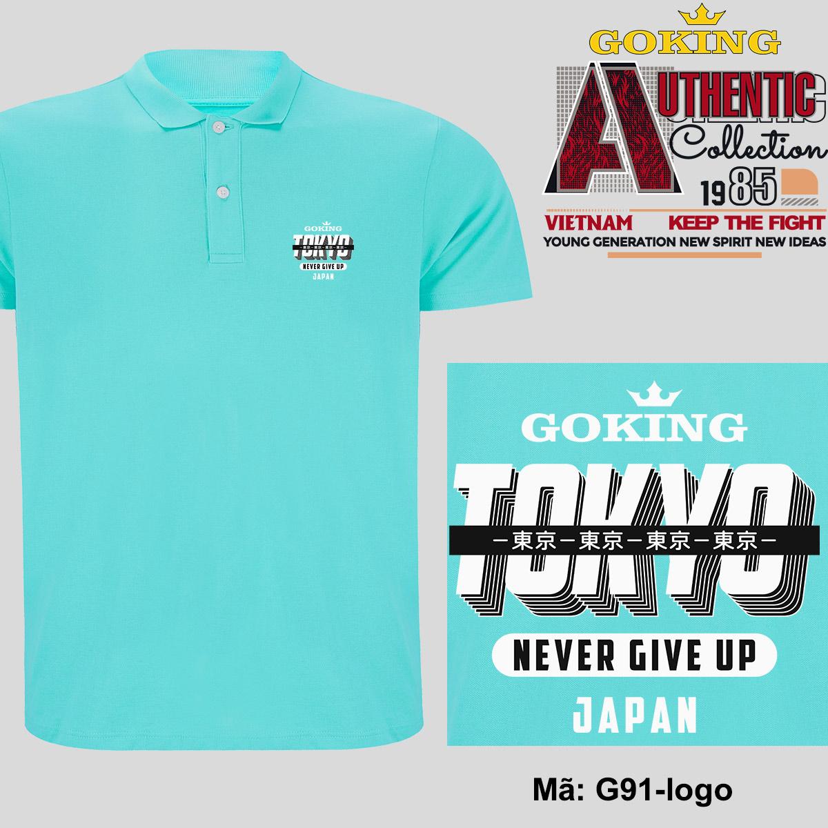 Tokyo Japan - Never Give Up, Mã Logo.g91. Áo Thun Polo Nam Nữ, Form Unisex. Áo Phông Cổ Trụ Goking, Vải Cá Sấu 3D, Công Nghệ Chống Nhăn Nhật Bản - Biển - Xxl Khoảng 77 - 85Kg