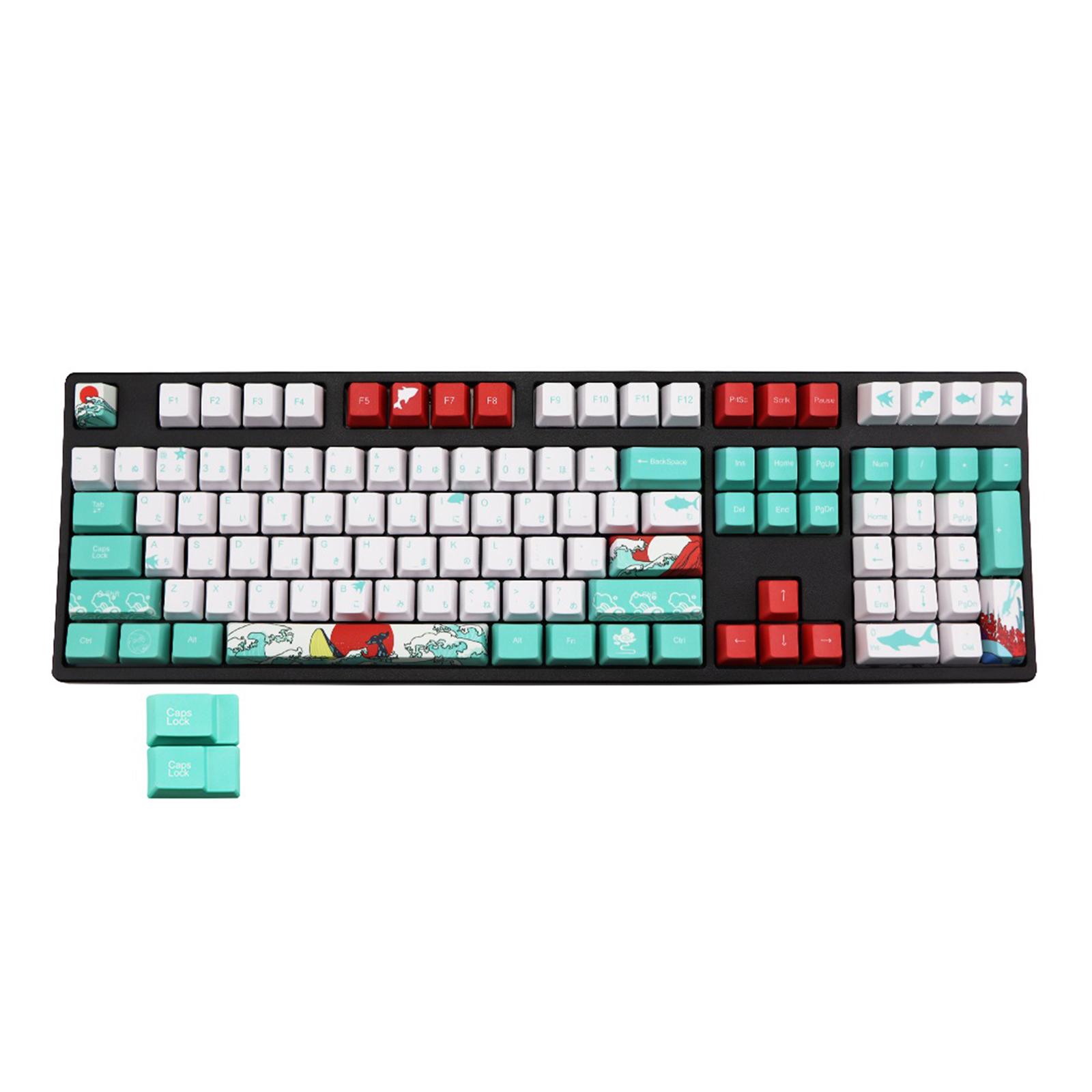 Coral Sea Ukiyo-e DYE-SUB PBT Keycaps for Most Mechanical Keyboards English