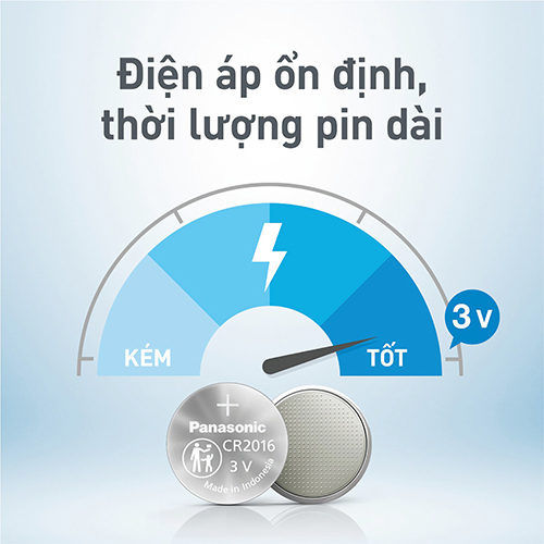 Vỉ Pin nút Panasonic 3V CR-2016/5BN (1 viên/5 viên) - Hàng chính hãng