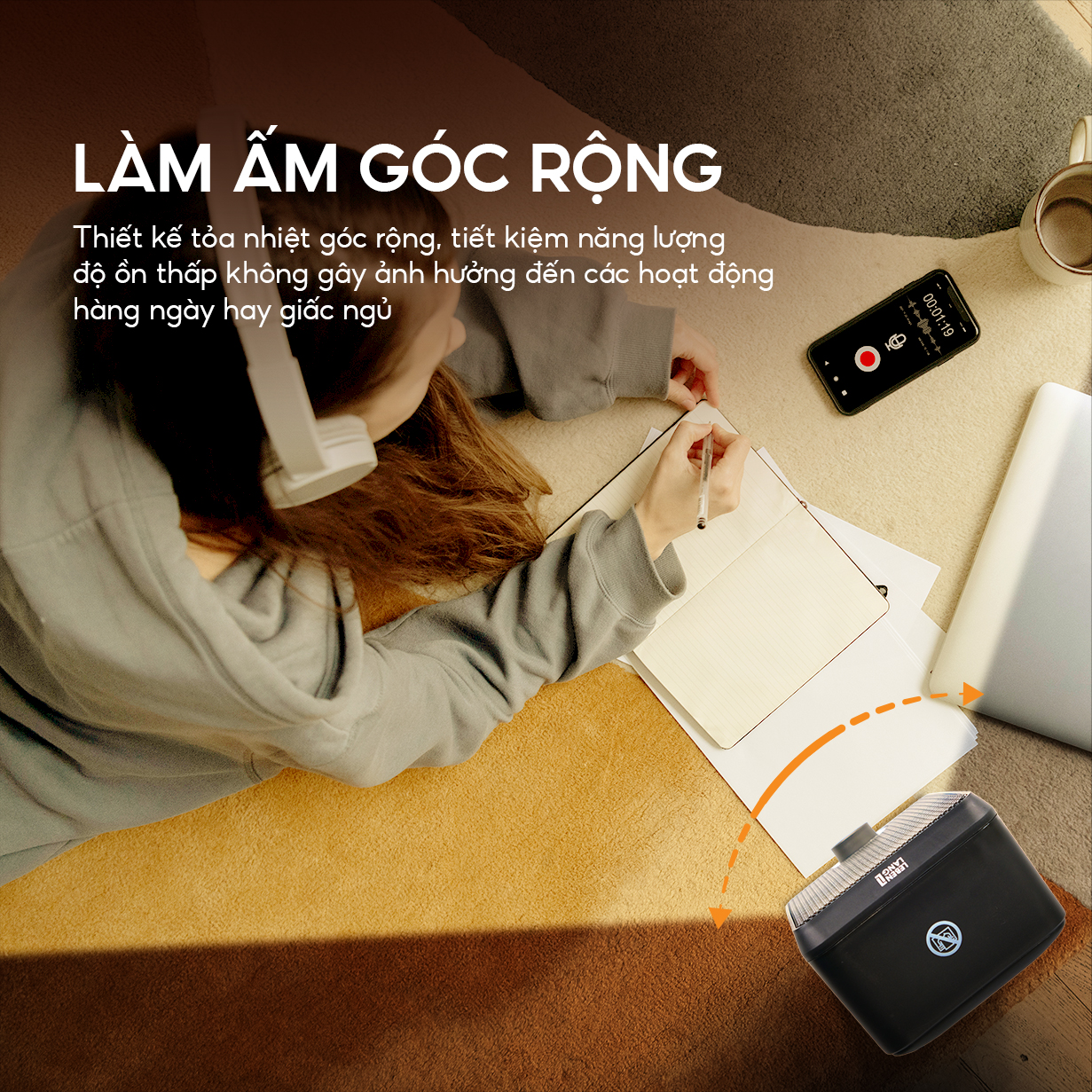 Máy sưởi mini để bàn Lebenlang LBL0276, công suất 600W, làm ấm góc rộng, nóng nhanh, nhỏ gọn tiện lợi, bảo hành 2 năm - hàng chính hãng