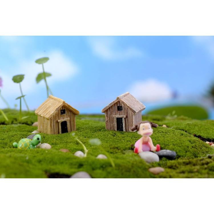 Tiểu cảnh mini ️ Mô hình ngôi nhà giả gỗ trang trí tiểu cảnh sen đá, sân vườn, bể cá, bể terrarium