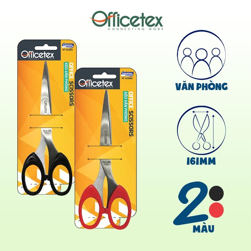 Kéo văn phòng Officetex OT-SC0003 màu Đỏ / Đen dùng cho văn phòng, lưỡi thép không rỉ cắt bén