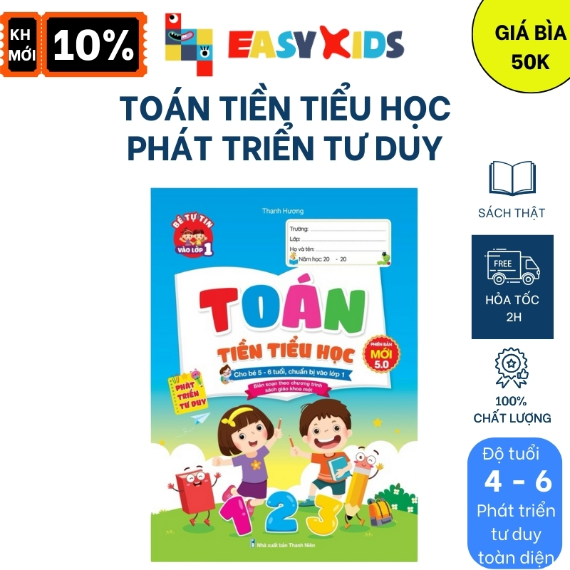 Sách - Toán Tiền Tiểu Học Phát Triển Tư Duy Và Vở Bài Tập Toán Cho Bé 5-6 Tuổi Chuẩn Bị Vào Lớp 1 - Phiên bản mới 5.0