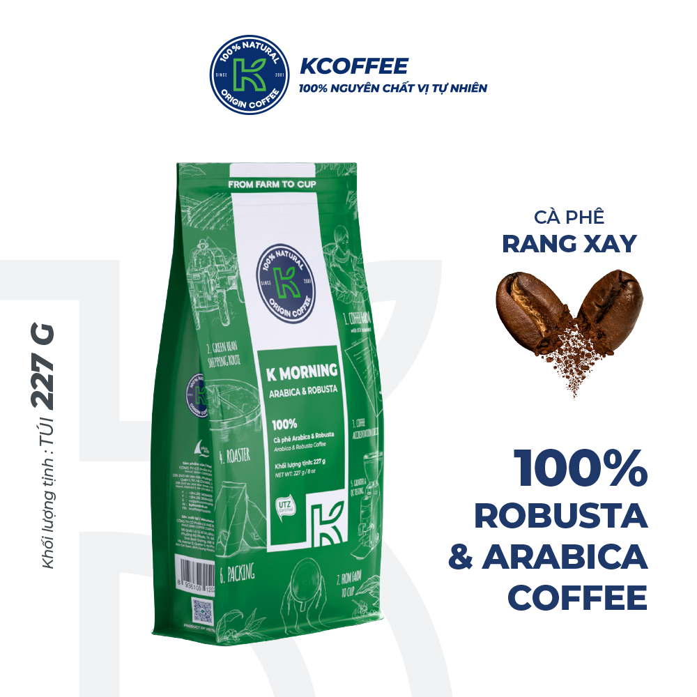 Hộp Quà Cà Phê K Coffee Love Box 1 - cà phê rang xay Robusta Arabica và cà phê hoà tan đậm vị (cà phê rang xay K-Black, K-Morning và cà phê hòa tan Black)