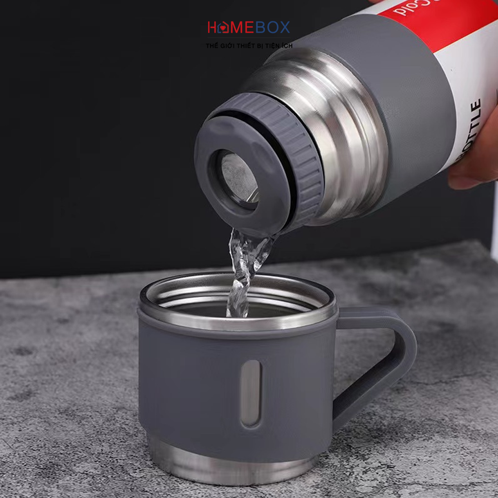 Bộ bình giữ nhiệt kèm cốc sang trọng, Cốc Ly đựng nước giữ nhiệt Vacuum Bottle INOX 304 500ml - Chính Hãng JYoohome