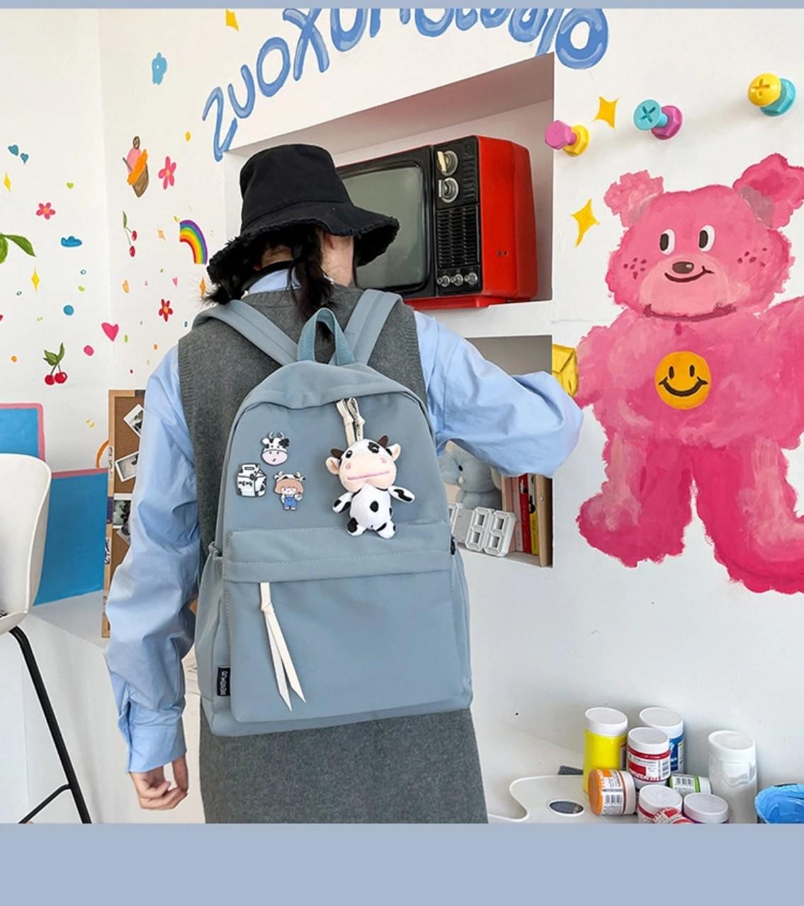 Balo thời trang nam nữ ulzzang thời trang cao cấp họa tiết bò sữa hàng chuẩn chất lượng