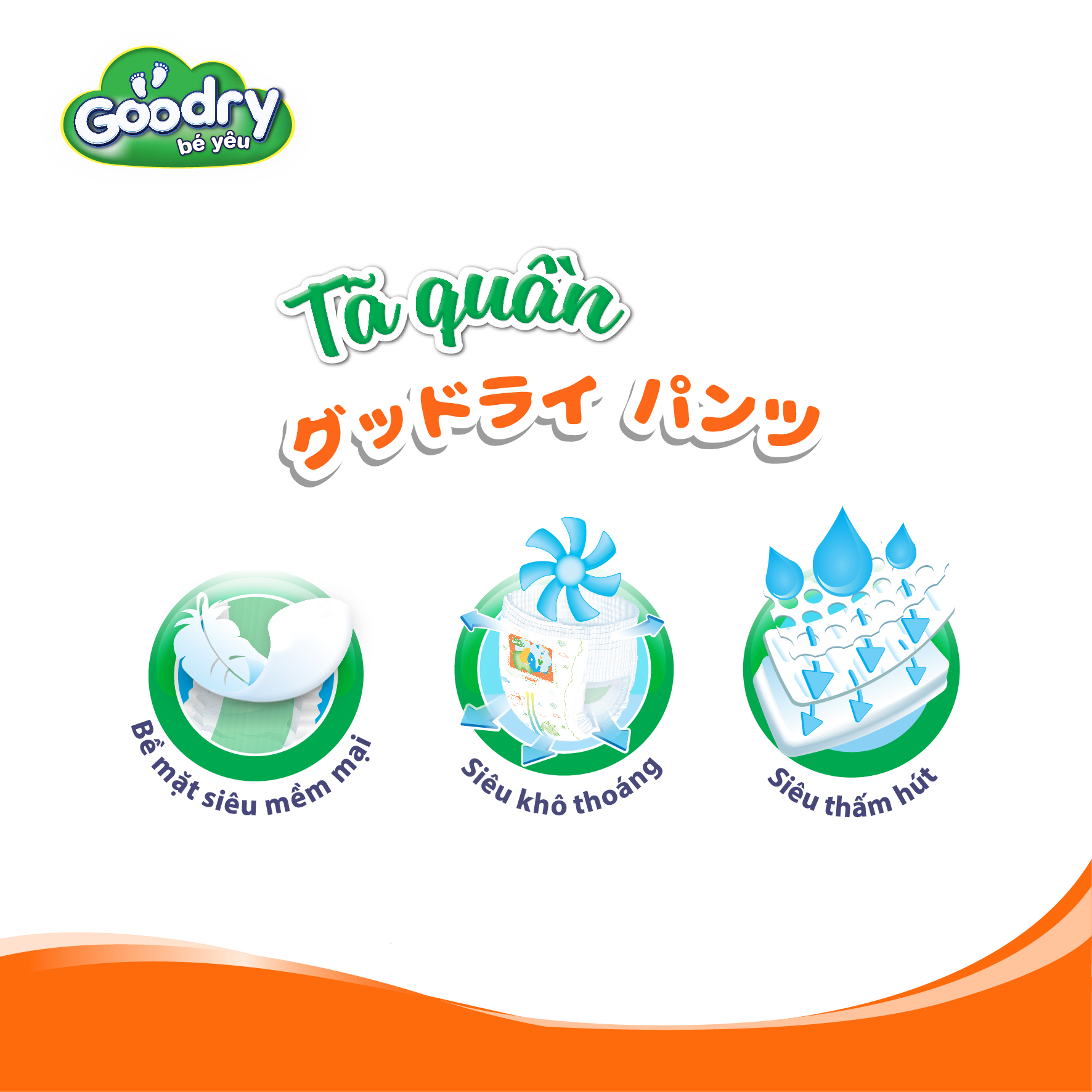 Combo 3 Tã Quần Goodry L54 [54 miếng] công nghệ Nhật Bản dành cho bé từ 9- 14kg,