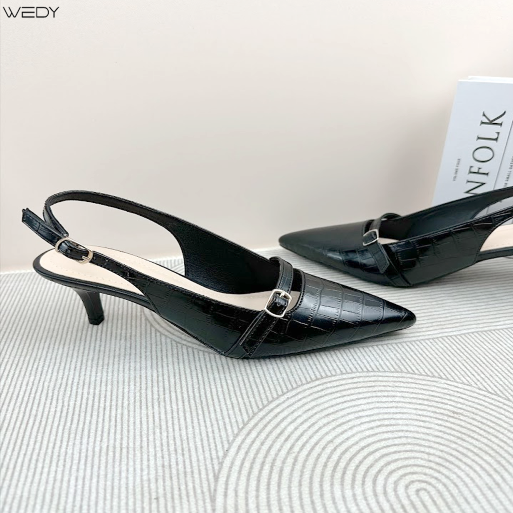 Giày Cao Gót Bít Mũi 5 Phân, Giày Cao Gót Slingback Sang Trọng WD2328