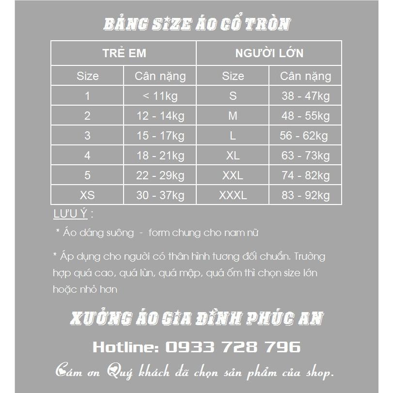 ÁO THUN nhóm, áo lớp, áo team, ÁO PHONG GIA ĐÌNH LÀ SỐ 1,đủ size từ 9kg đến 90kg