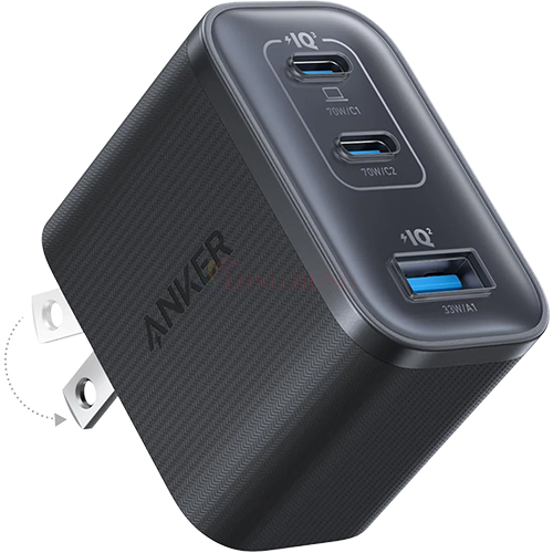 Cốc sạc Anker Nano Compact Dual-Mode Fast Charging 1USB 2Type-C 70W A121A - Hàng chính hãng