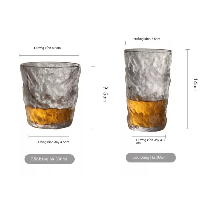 Bộ 6 Ly thủy tinh decor chịu nhiệt vân nhám phong cách Hàn Quốc Cao Cấp