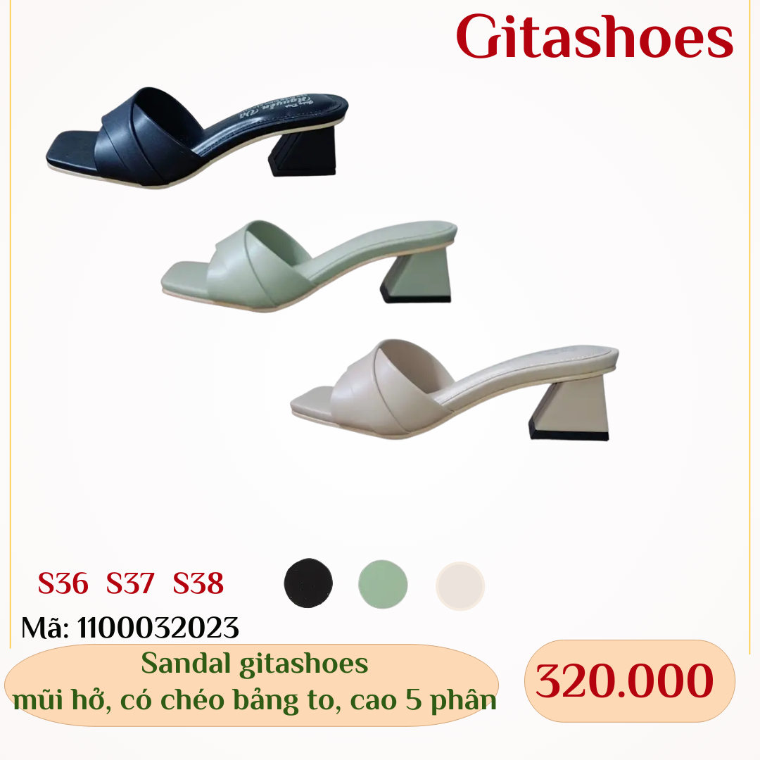 Giày Sandal gitashoes mũi hở, có chéo bảng to,cao 5 phân - 1100032023