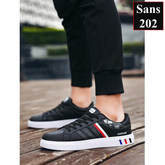 Giày thể thao sneaker nam Sans202 đen sọc trắng