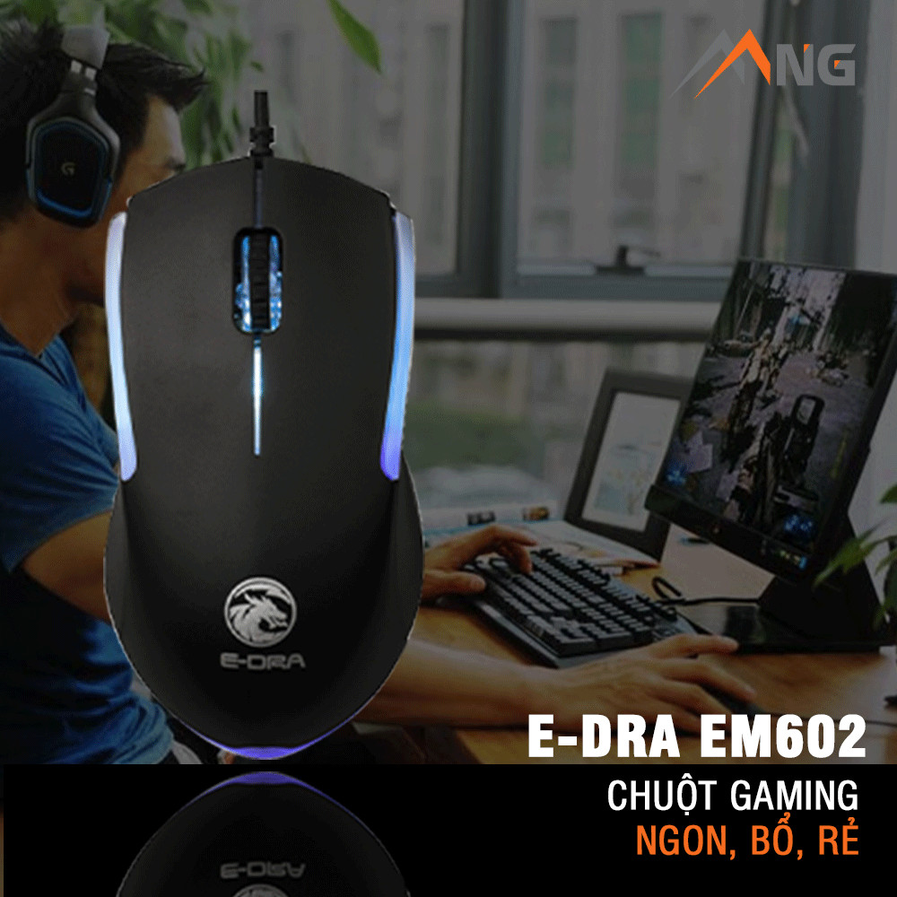 Chuột máy tính có dây EDRA EM602 Độ Phân Giải 1200 DPI, chơi game, cho Laptop hàng chính hãng