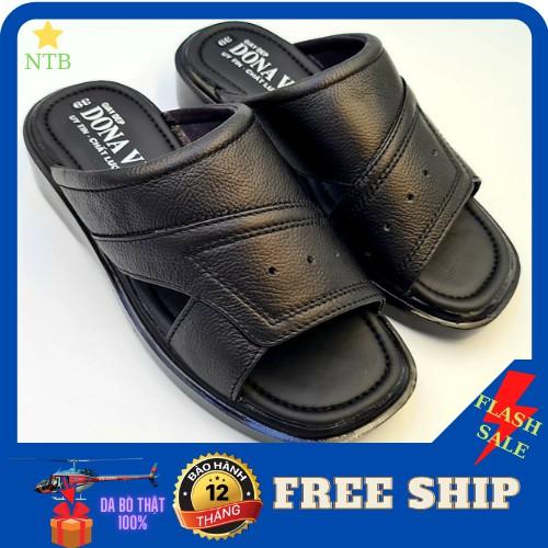 DÉP NAM QUAI NGANG DA BÒ THẬT 100% THỜI TRANG CAO CẤP