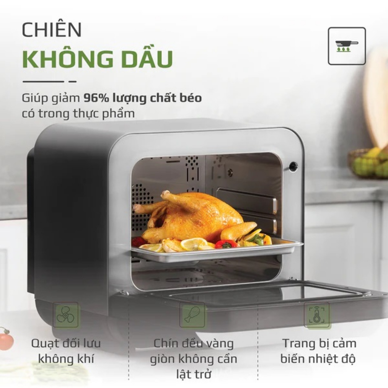 Nồi Chiên Không Dầu OLIVO SF18 - 50 Chức Năng, Dung Tích 18L, Công Suất 2450W, Hàng Chính Hãng