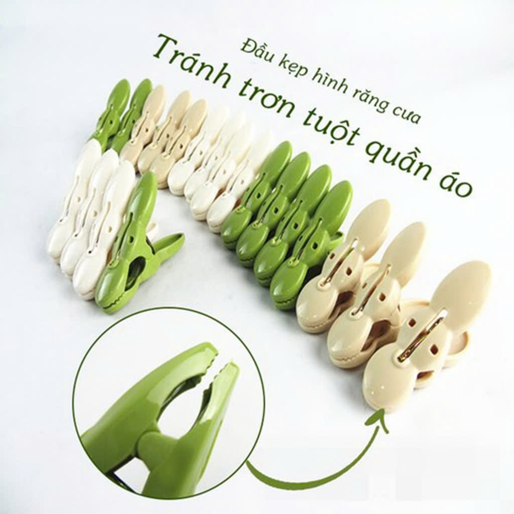 Vỉ 20 kẹp quần áo củ lạc nhựa Việt Nhật (2853), Kẹp phơi quần áo, phơi đồ tiện ích